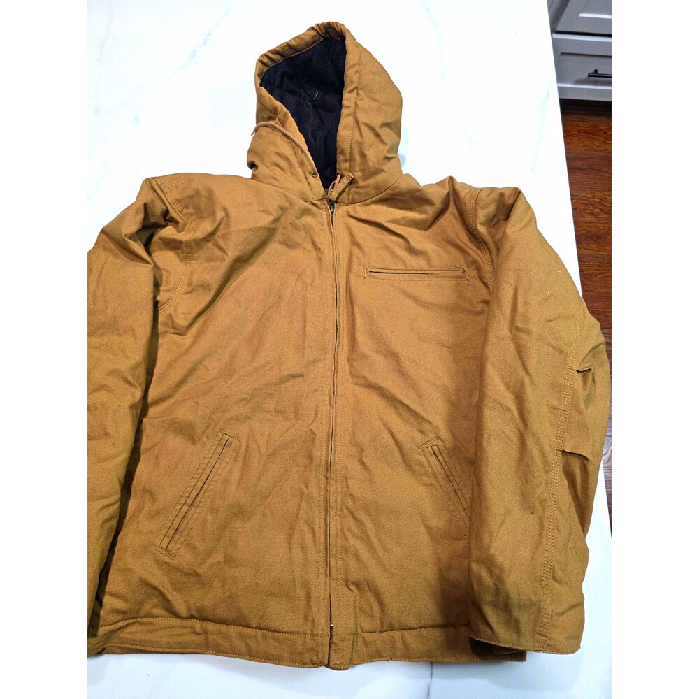 Steelton Workwear Men's Brown Hooded Insulated Quilted Zip Work Jacket Large